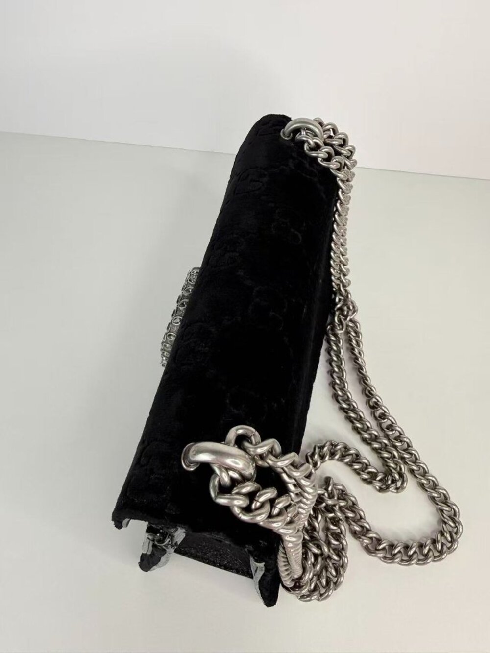 Gucci Dionysus Small GG Velvet Crystal Tiger Head Chain Black Shoulder Bag - Picture 7 of 12